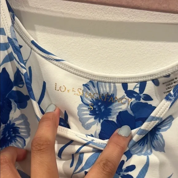 LoveShackFancy Blue and White Floral Leggings - Picture 3 of 5